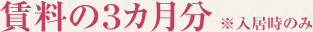 賃料の３カ月分 ※入居時のみ